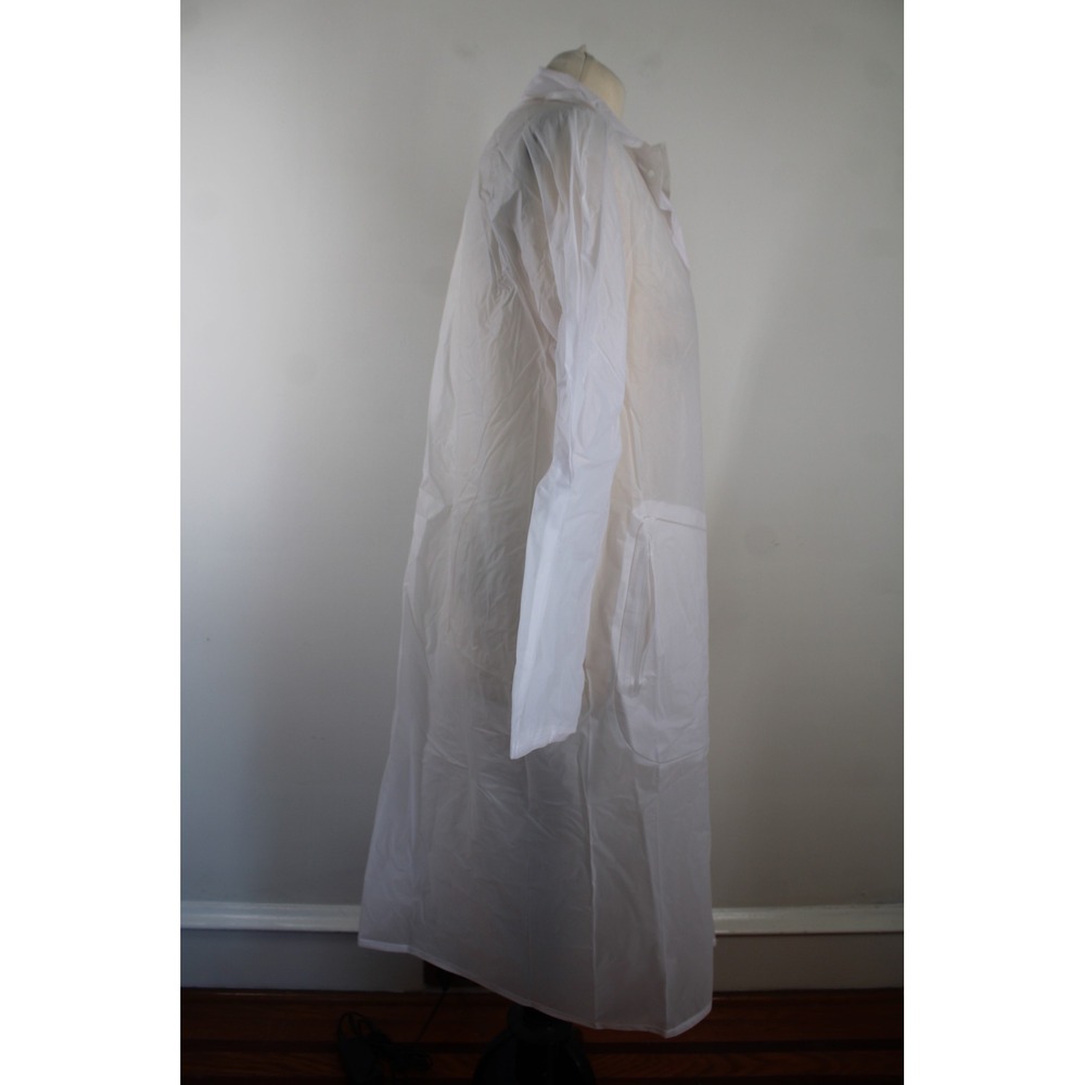 Vtg UniRoyal M 36-38 Clear Pak-A-Way Rainwear Long Belt Trench Coat Button Front - Picture 3 of 9